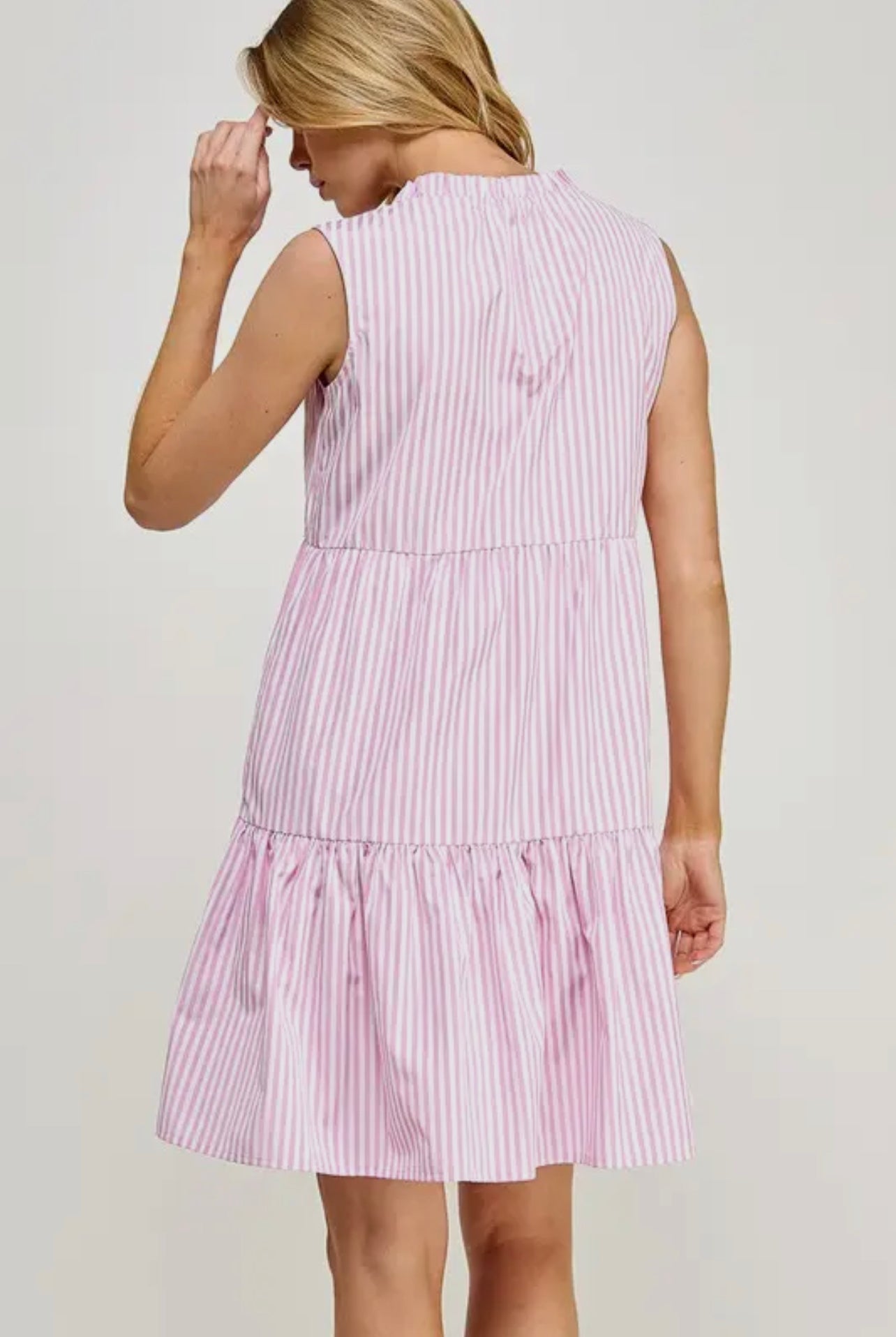 Pretty in Pink Stripe V-neck dress