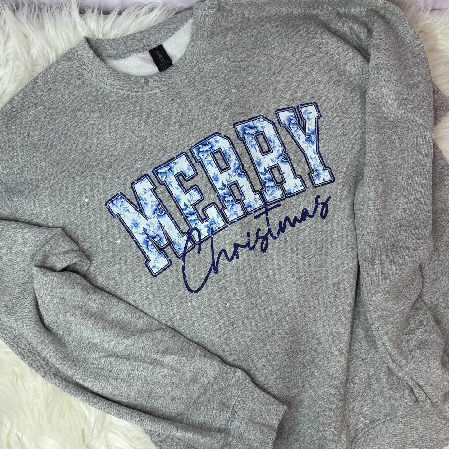 Grey- Merry Christmas Crewneck