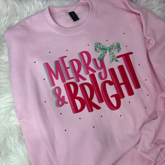 Pink- Merry & Bright Crewneck