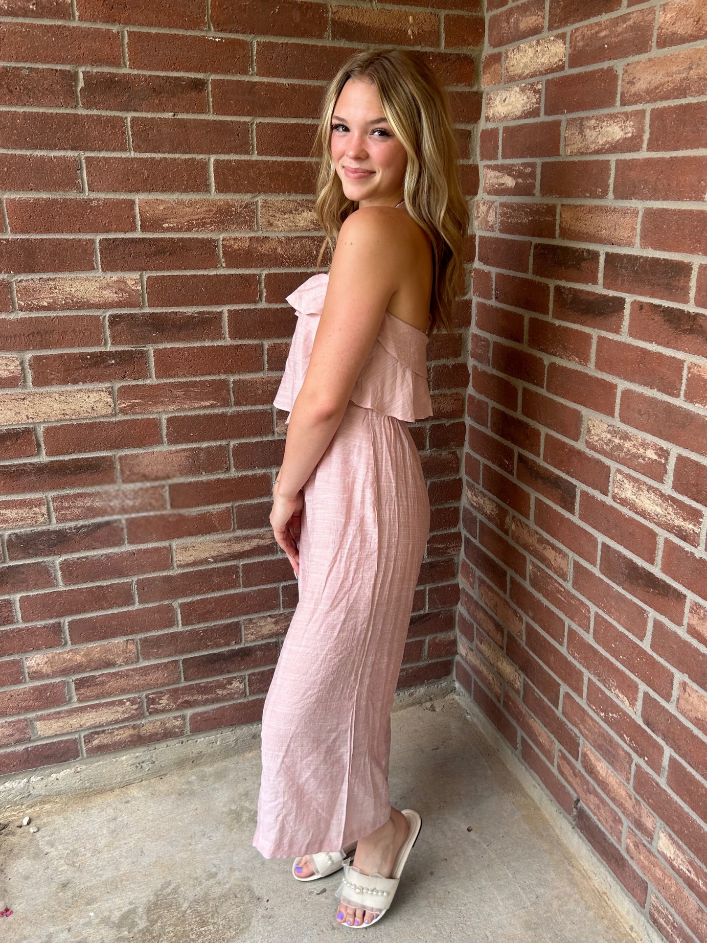 Wide-Leg Strapless Jumpsuit