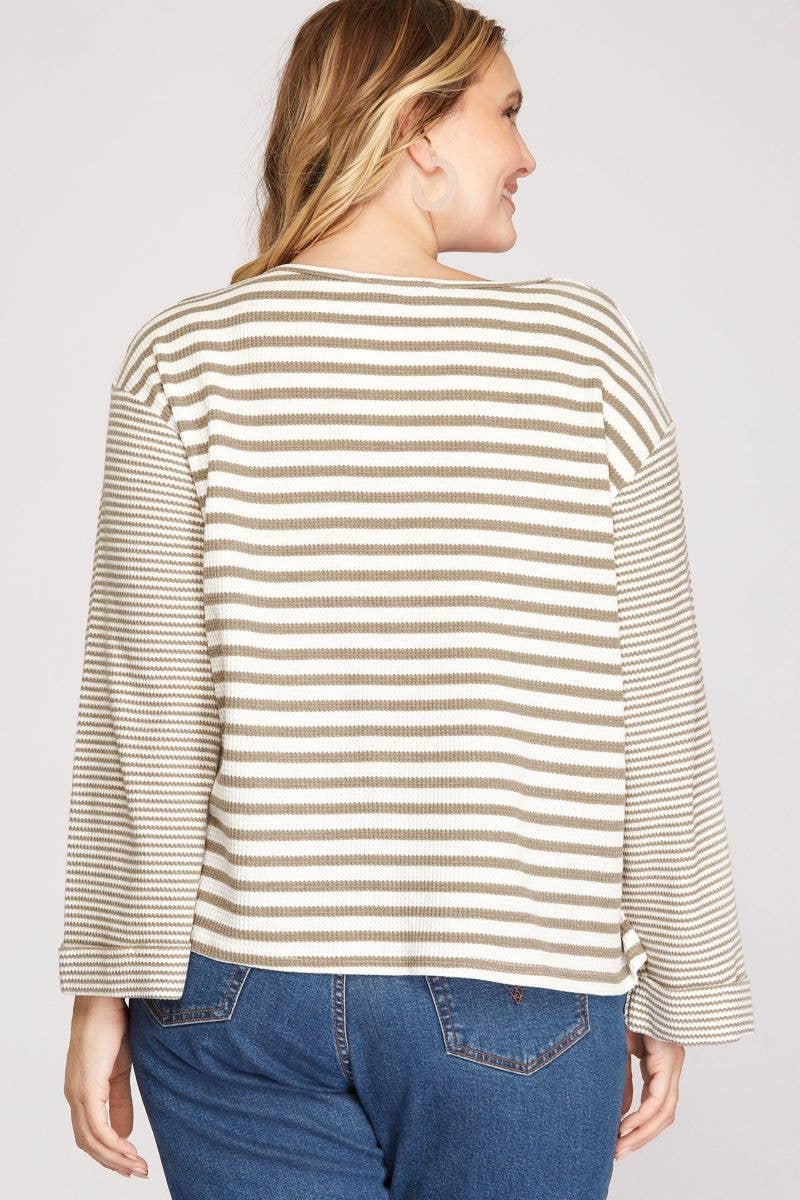 Plus: Coffee Date Striped Knit Top