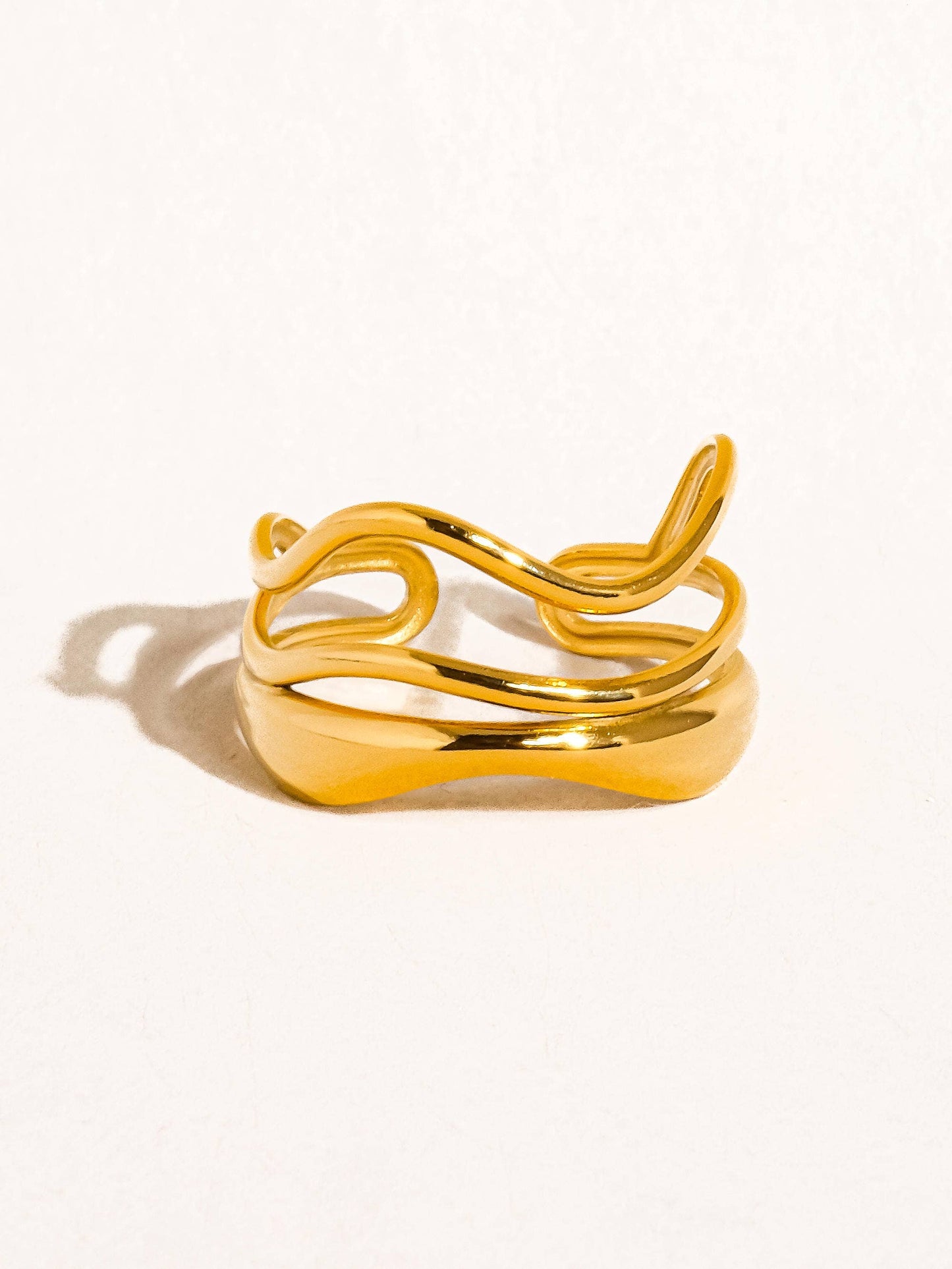 Twist & Slay 18K Gold Non-Tarnish Abstract Ring: Yellow Gold