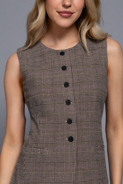 Uptown Button-Down Plaid Top