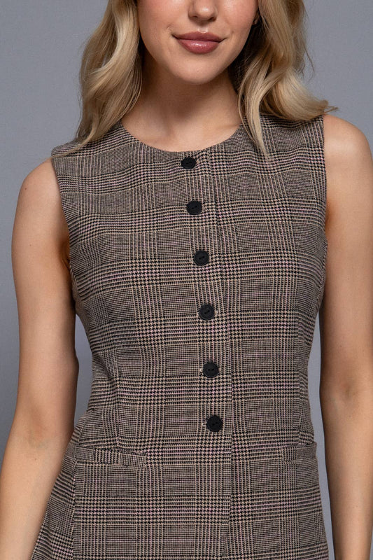 Uptown Button-Down Plaid Top