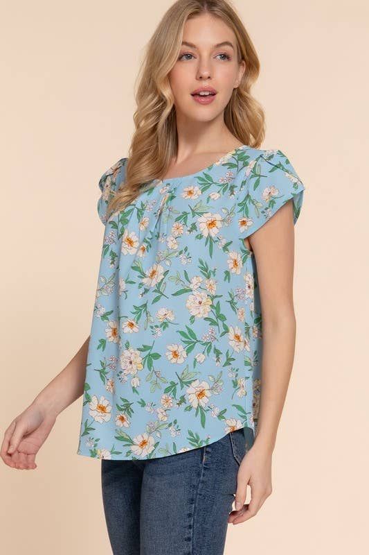 Short Sleeve Floral Print Blouse