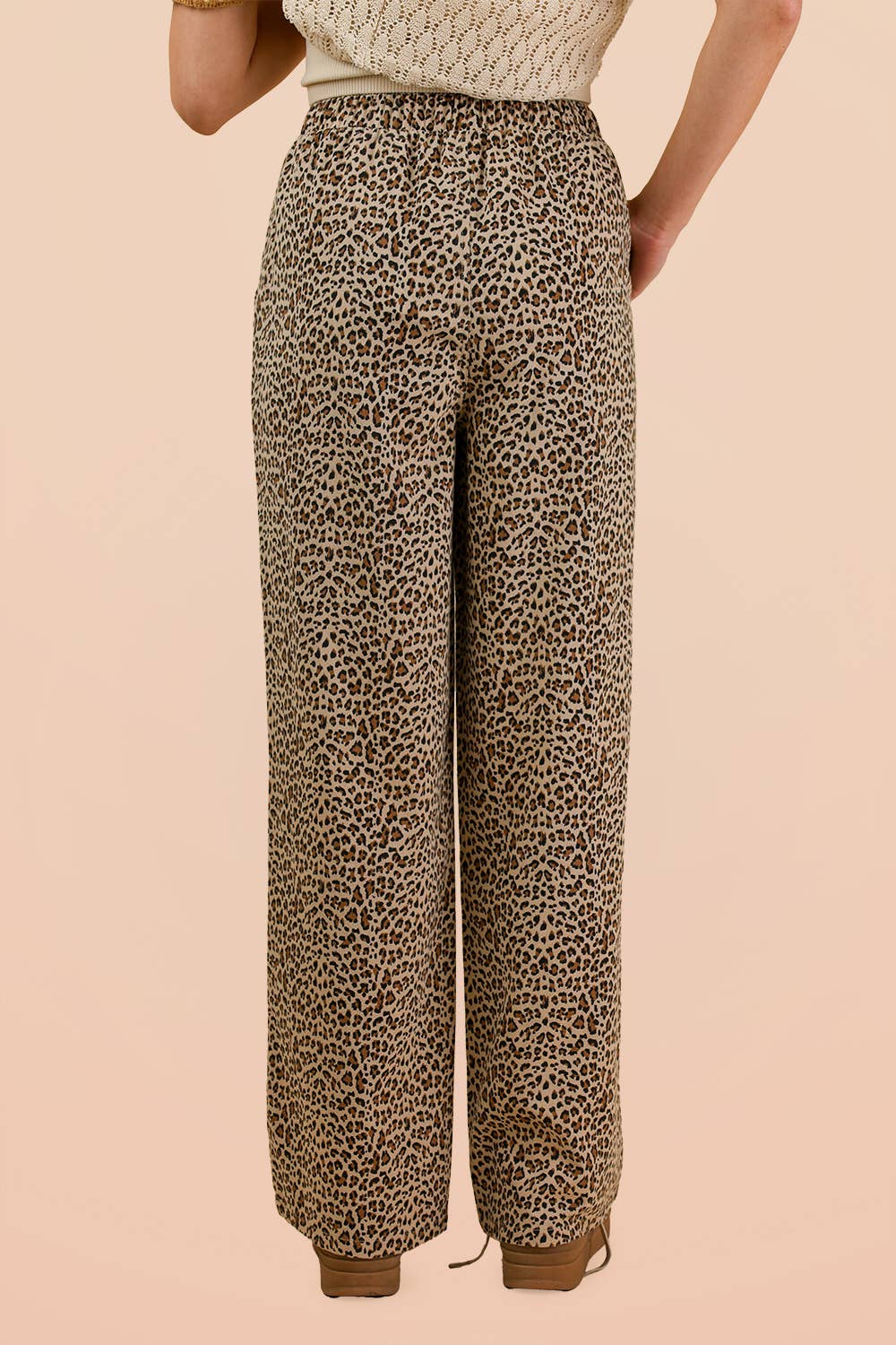 Linen Wide Leg Pants:LEOPARD