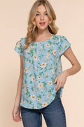 Short Sleeve Floral Print Blouse