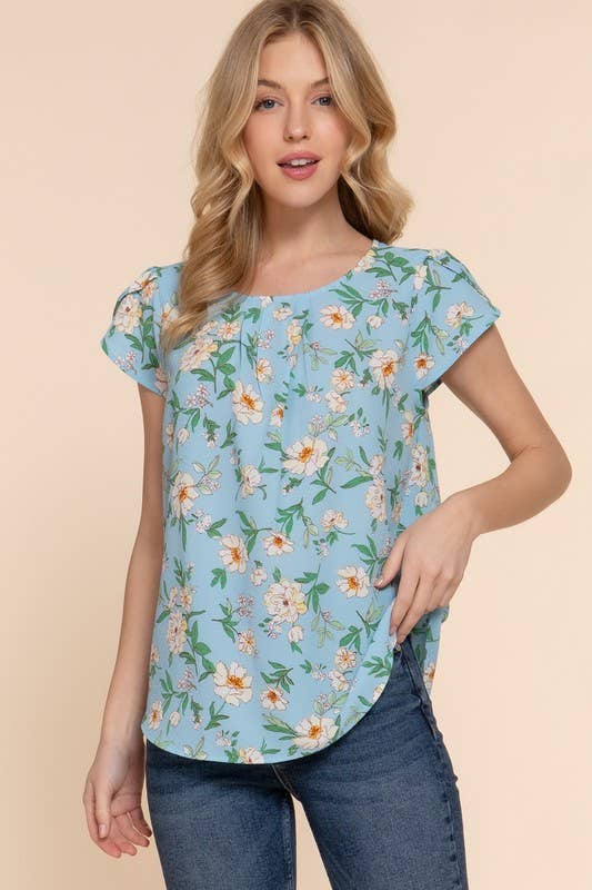 Short Sleeve Floral Print Blouse