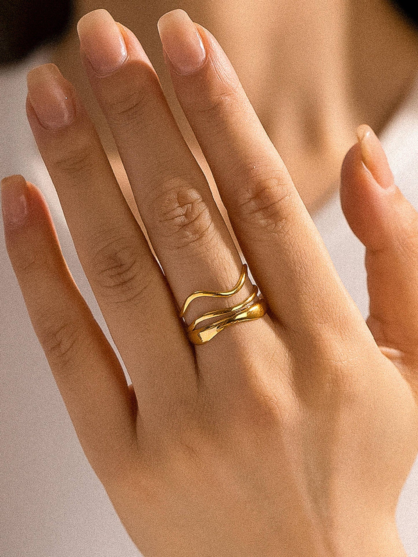 Twist & Slay 18K Gold Non-Tarnish Abstract Ring: Yellow Gold