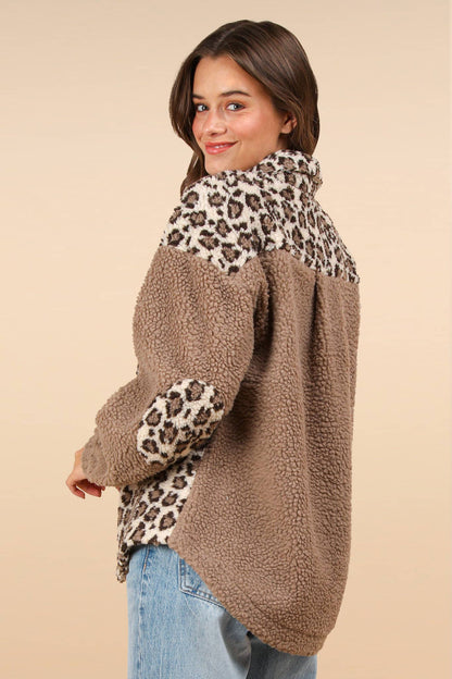 Leopard Oversized Fleece Jacket