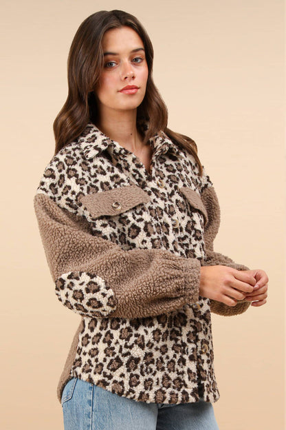 Leopard Oversized Fleece Jacket