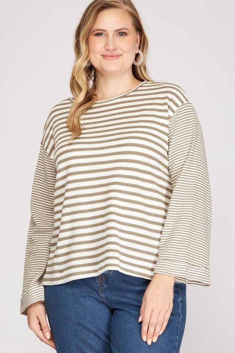 Plus: Coffee Date Striped Knit Top