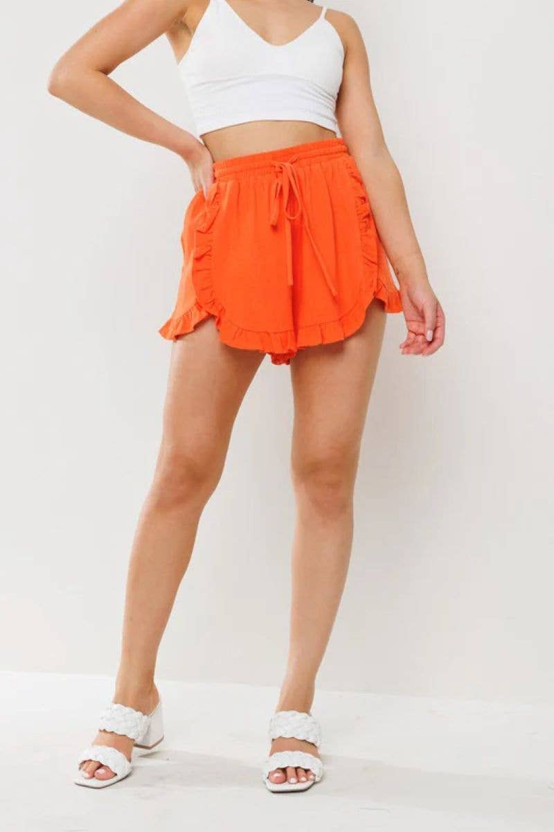 Playful Ruffle Shorts : Orange