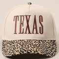 TEXAS Embroidery Leopard Two-Tone Trucker Hat: Leopard - Brown / ONE SIZE