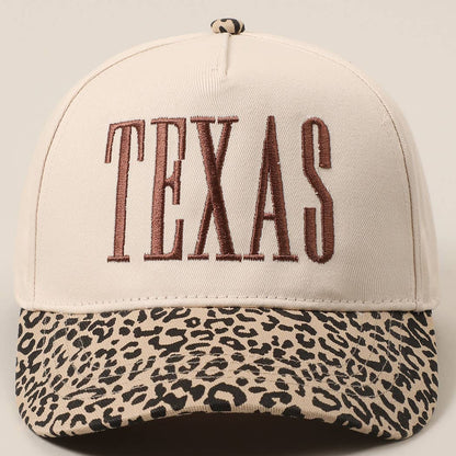 TEXAS Embroidery Leopard Two-Tone Trucker Hat: Leopard - Brown / ONE SIZE