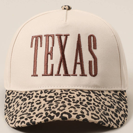 TEXAS Embroidery Leopard Two-Tone Trucker Hat: Leopard - Brown / ONE SIZE