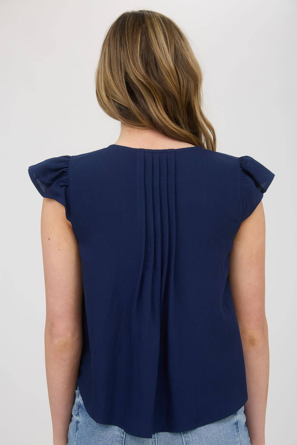 The Navy Muse Pleated Top