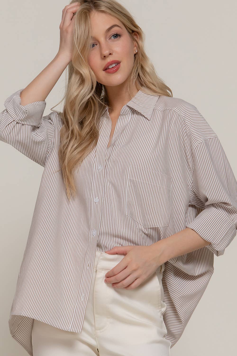 Striped Oversized Button Down Shirt