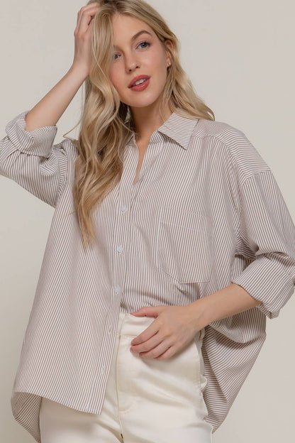 Striped Oversized Button Down Shirt