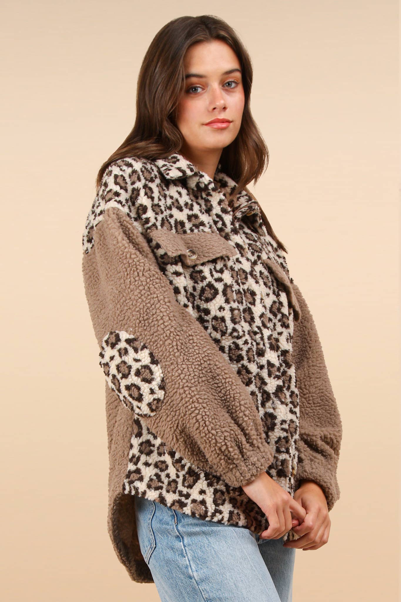 Leopard Oversized Fleece Jacket