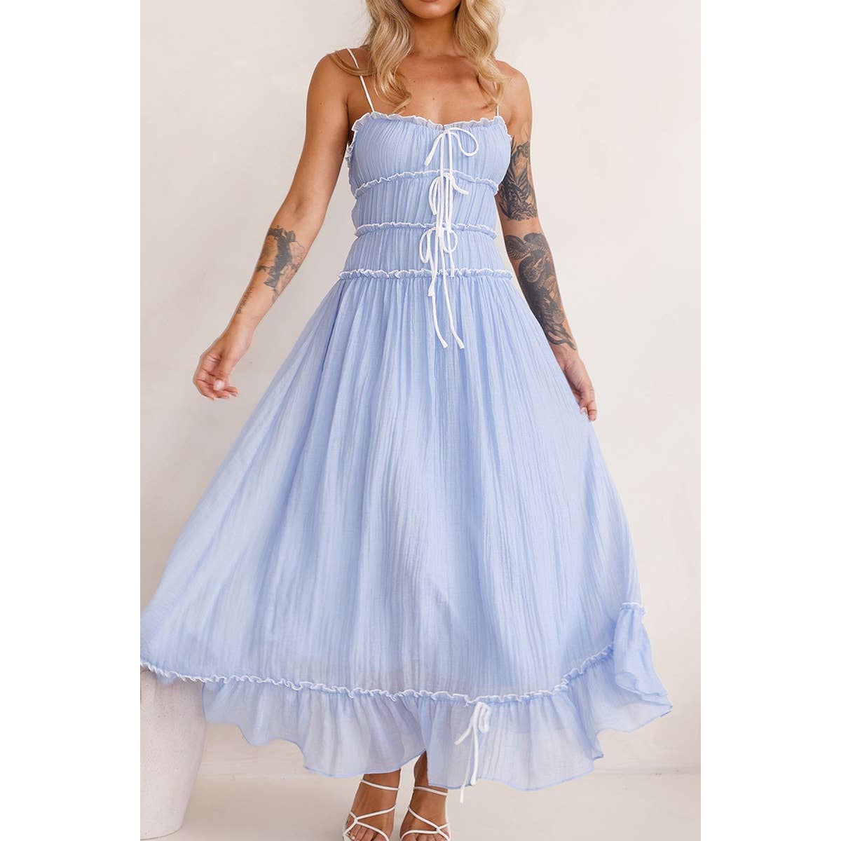 skies are blue midi dress Blue Skies Ruffle Midi – The Rowdy Chick