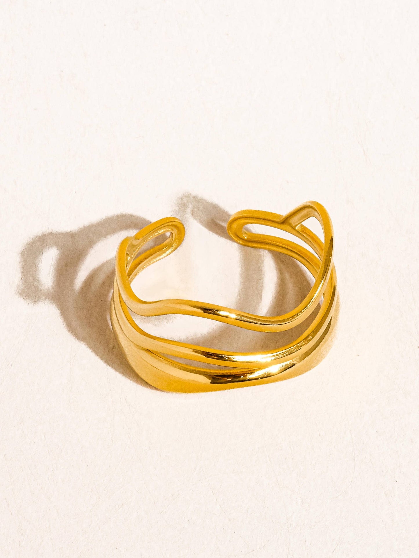 Twist & Slay 18K Gold Non-Tarnish Abstract Ring: Yellow Gold