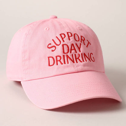 Support Day Drinking Embroidered Baseball Cap: LIGHT PINK / ONE SIZE