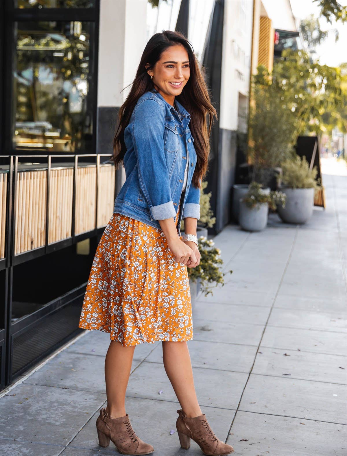 Golden Floral Skirt