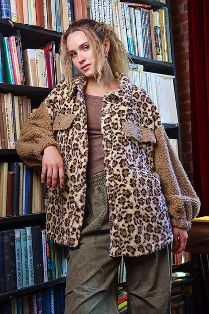 Leopard Oversized Fleece Jacket