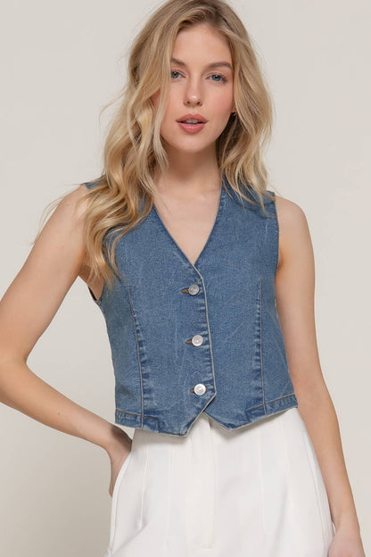Stretch Denim Vest: Denim