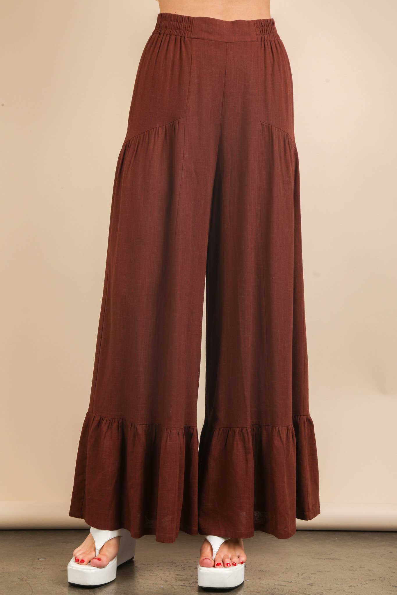 Mocha Moods Ruffle Pants