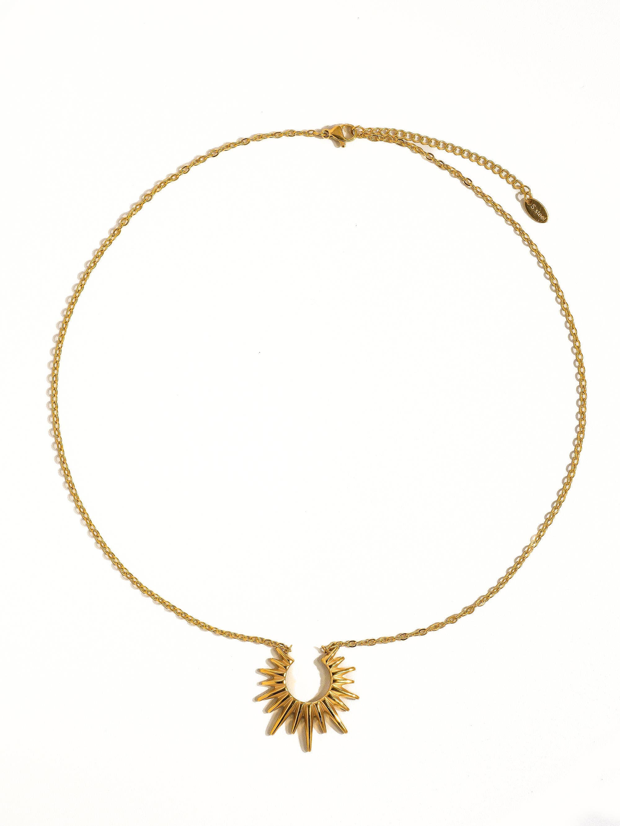 Muse Non-Tarnish Gold Sun Necklace: Yellow Gold