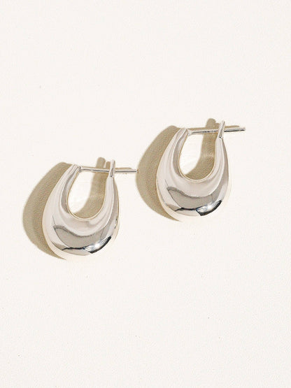 Main Chick Hoops 18K Classic Droplet Hoop Earring: Silver