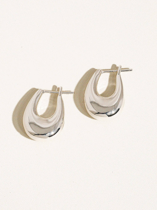 Main Chick Hoops 18K Classic Droplet Hoop Earring: Silver