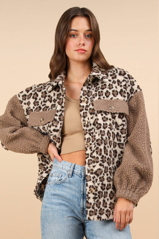 Leopard Oversized Fleece Jacket