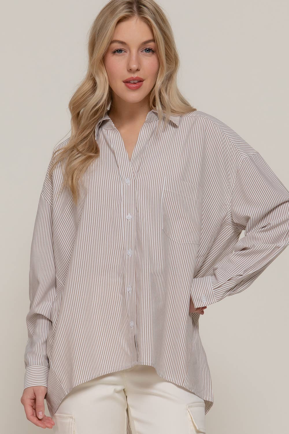 Striped Oversized Button Down Shirt