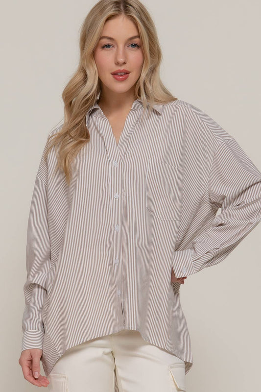 Striped Oversized Button Down Shirt