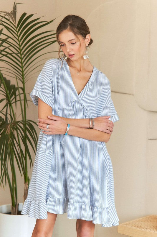 Pinstripe Oversized Babydoll Dress