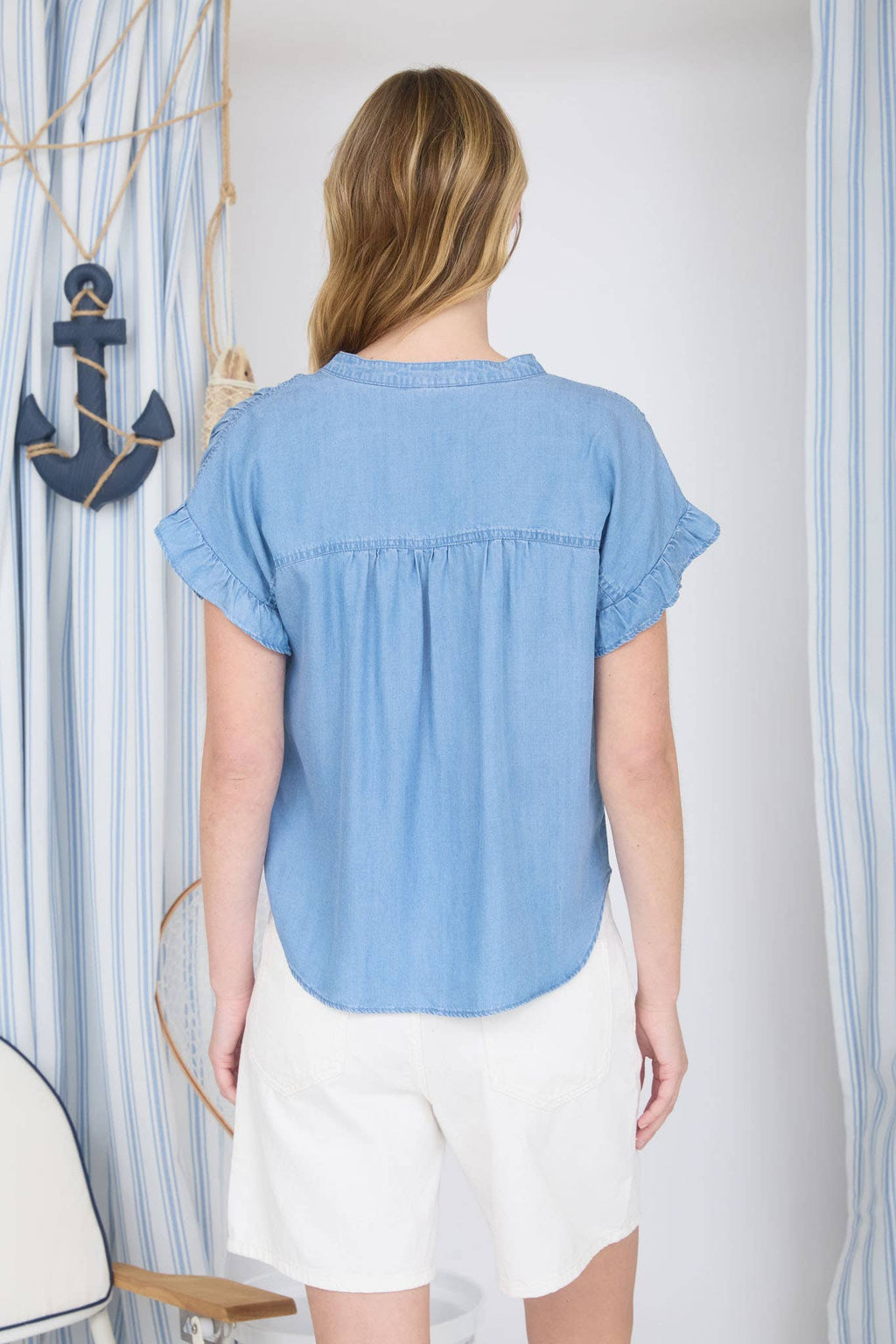 Chambray Days Ruffle Top