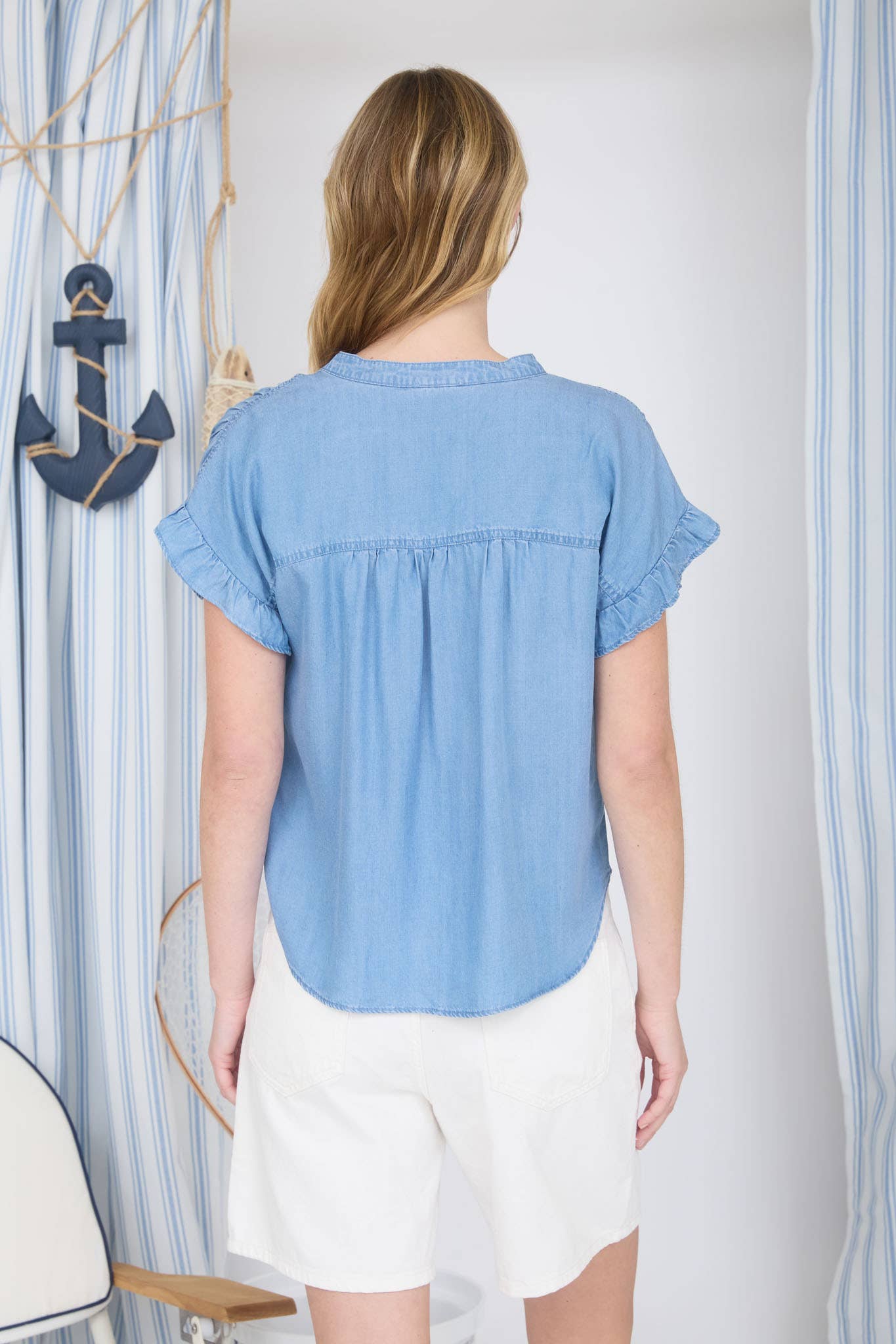 Chambray Days Ruffle Top