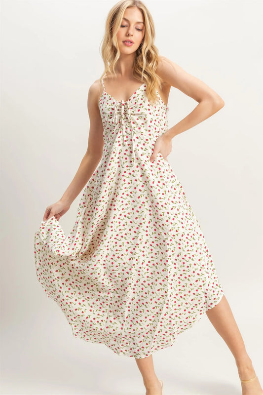 SALE: Floral Print Sleeveless Midi Dress